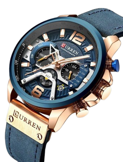 Curren Genuine  Men's Leather Band Chronograpgh watch